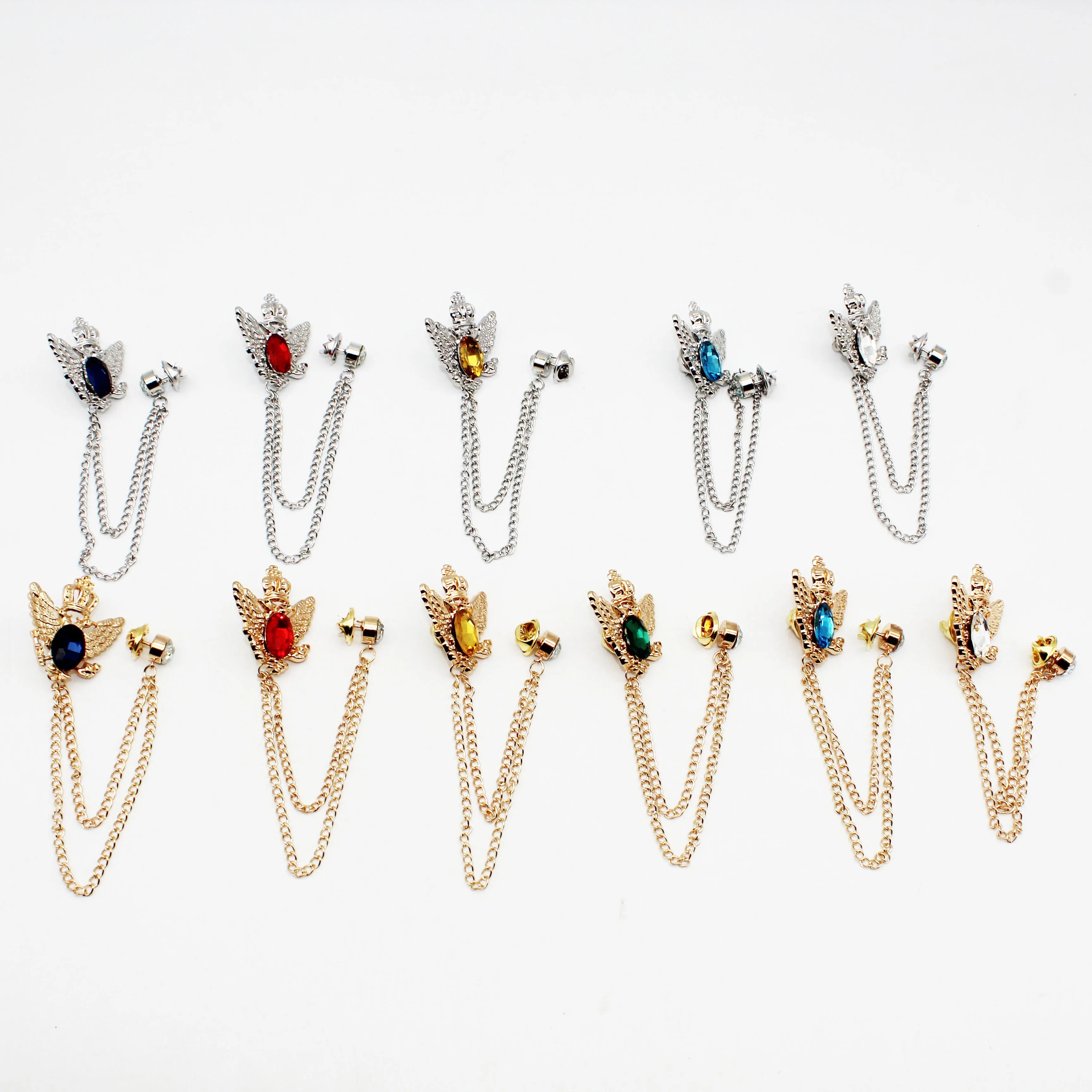 Jachon Wholesale Brooches Custom Hard Enamel Flower Lapel Pins for Men Suit Men Brooch With Chain