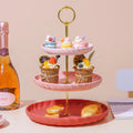 Three Tiered Dessert Stand Plate Ceramic Buffet Serving Tray Cupcake Display Rack With Gold Struts for Christmas Wedding Part