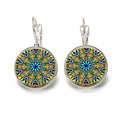 SX-136 Wholesale Alloy Glass Round Earring Women Vintage 18mm Mandala Ear Jewelry Earrings for Girls