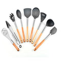 High Quality New Style Kitchen Utensil Set Minimum Order Silicone with Wood Handle