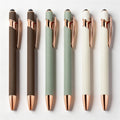 Bulk Soft Rubber Rose Gold Parts Metal Stylus Touch Ball Pen With Printed Laser Engraved Customized Brand Logo for Office