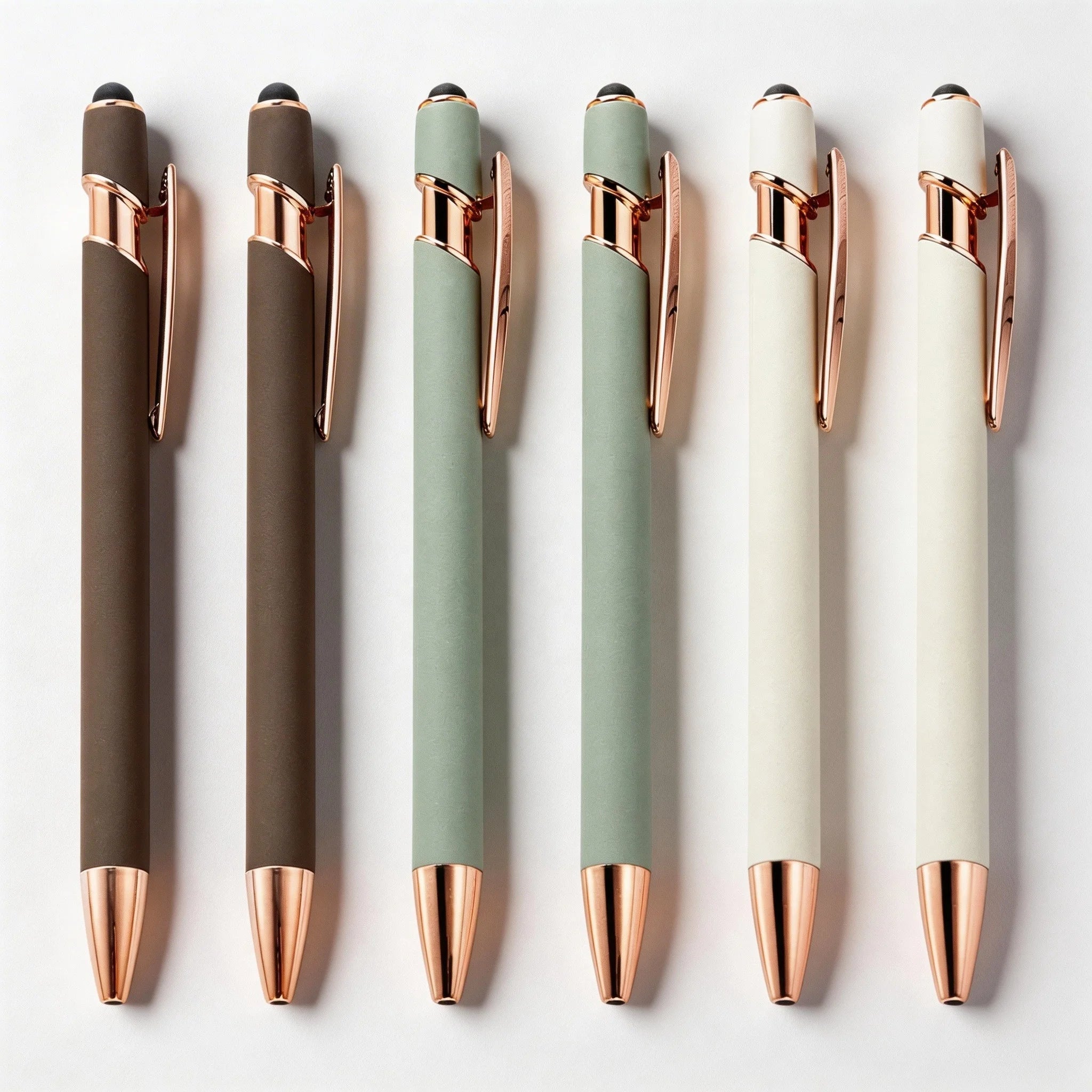 Bulk Soft Rubber Rose Gold Parts Metal Stylus Touch Ball Pen With Printed Laser Engraved Customized Brand Logo for Office
