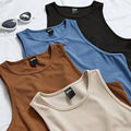 Wholesale Basic Tops for Women Slim Fit Knit Fitness Crop Top Femme Custom Logo Sleeveless Tank Top Ladies