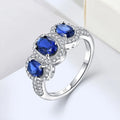 Elegant Oval Blue Sapphire Zircon Rings Set With 925 Sterling Silver Rings Fashion Women Half Eternity Ring for Wedding