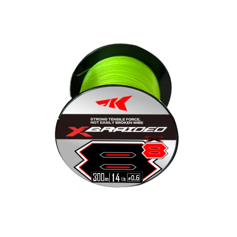 High Performance 8-Weave PE Braided Multifilament Fishing Line 300m Spool Smooth Long Cast Fast Cutting 8 Strands Fishing Line