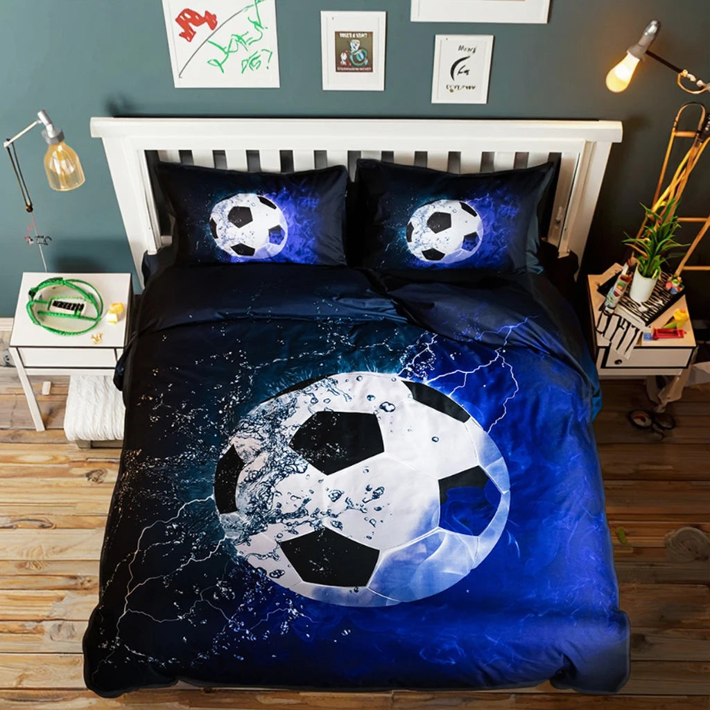 High-Quality Bedding Set Super Cool King Size Sports Football Polyester 3-Piece Duvet Cover with Pillowcases for Children MegaBDM