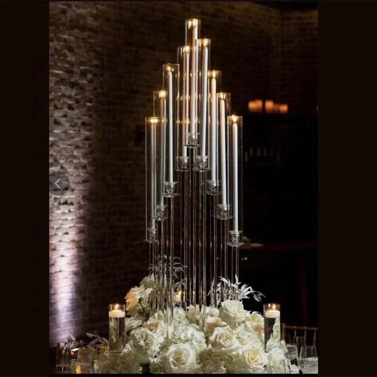 2023 New 9-arms Crystal Wall-mounted Cylinders Christmas Centerpiece Candelabra Handmade 120cm Tallest