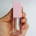 New Square Sharp Custom Logo 5ml Pink White Top Clear Plastic Big Square Lipgloss Container Lipgloss Wand Tubes Big Brush
