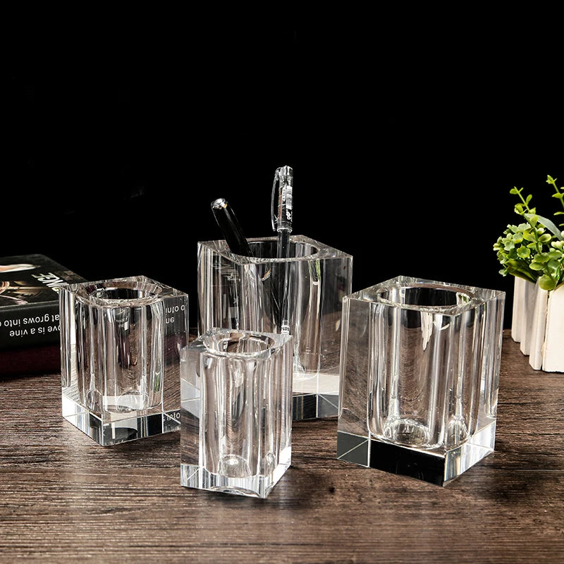 2020 YearsCrystal Pen Holder Office and School Supplies Glass Crystal Pen Container with Customized logo