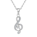 Musical Note Inspired Simple White Cz Stone 925 Silver Pendant Silver Jewelry