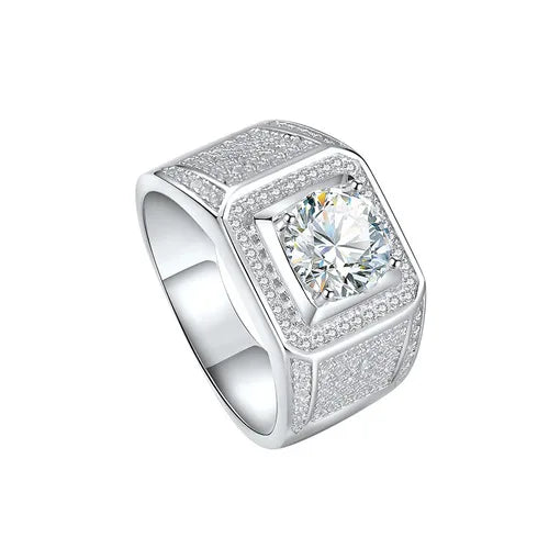 Hip Hop 1 2 5ct  Moissanite Hollow Full of Diamond Full Star Male Ring 925 Sterling Silver for Men Wedding Jewelry