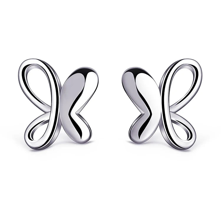 Fashion New Design butterfly Studs 925 Sterling Silver  Jewelry Earrings for Girls