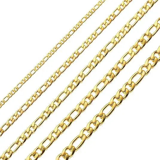 DAIHE Hip Hop Gold Stainless Steel 3:1NK Chain Necklace Personality Stainless Steel Figaro Chain Men's Necklace Wholesale