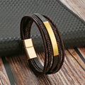 Braided Men Leather Wrist Bangle Bracelet Multilayer Magnetic Clasp Genuine Leather Bracelet Pulseras De Cuero