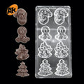 AK Christmas Polycarbonate Chocolate Mold for Handmade Chocolate Candy Making Mould Plastic PC Chocolate Molds Baking Tray 2085