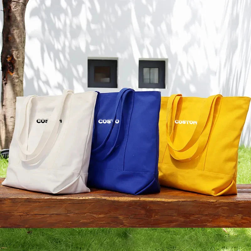 Personalized Custom Extra Large Reusable Blank Plain Sublimate Organic Cotton Canvas Shopping Tote Bag With Custom Printed Logo