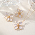 Retro Luxury Floral Earring Necklace Set Gold Plated Drop Oil Metal Enamel Clover Personalized Fashion Accessory