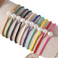 Go2boho Multicolor Glass 10pcs Bead Bracelets set with Imitation Pearls Beach Boho Style Adjustable Fashion Jewelry for Women