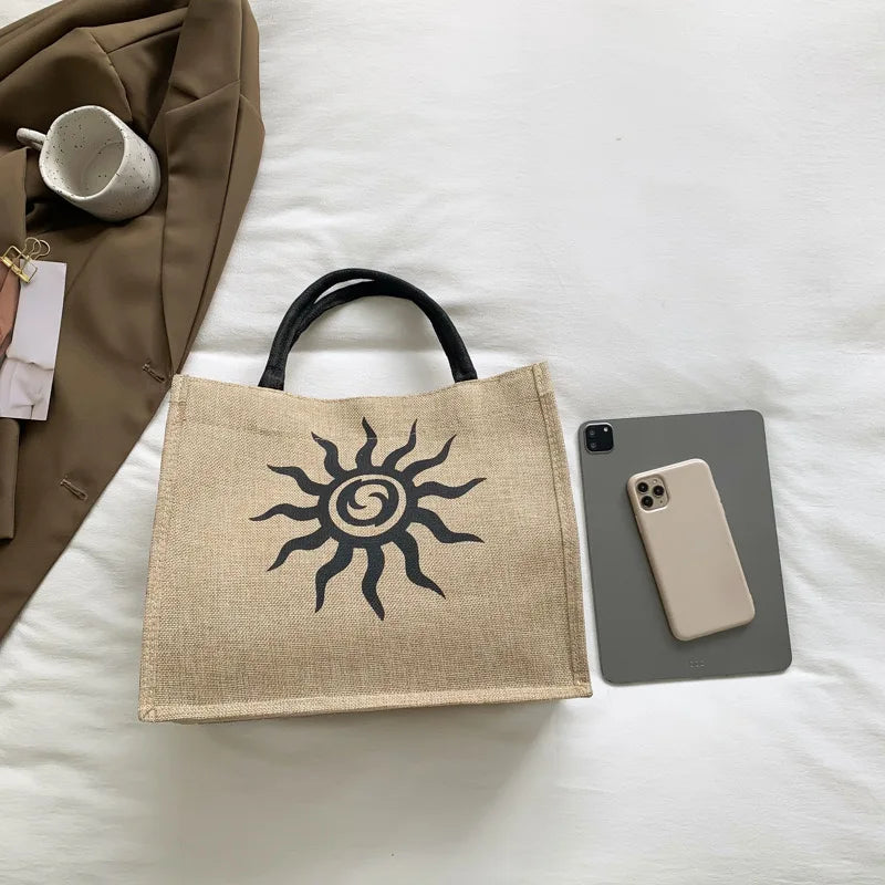 Customized Recycled Jute Laminated Tote Bag Nature Jute Bag with Burlap Print and Cotton Handle Logo Printed Shopping Bag