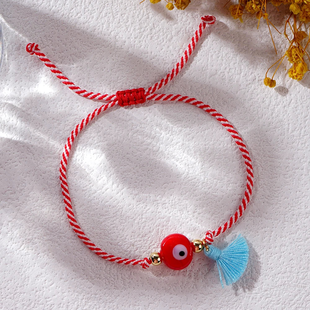 Go2boho Tiny Tassel Classic Color Rope Red Glass Evil Eye Luck Spring Series March Greek Bracelets for Women 2024 Trendy