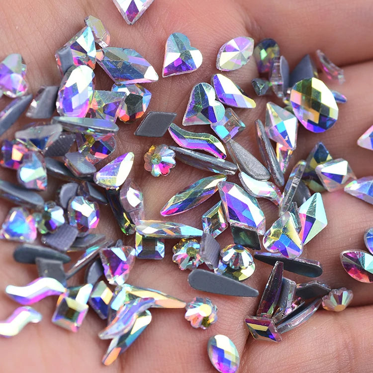 JC Crystal Wholesale Navette Shape Glass Flat Back Hot Fix Rhinestone Bulk  Fancy 3d Flat Back Crystal AB Rhinestones