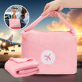Various Colors Custom logo Airplane Blanket Foldable pink Travel Pillow Blanket 2 in 1 Bag with Zipper