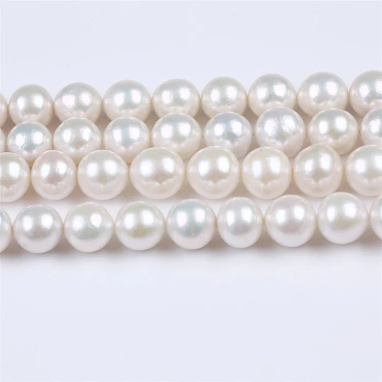 10-11mm AAA Grade Freshwater Natural Real Pearls White Round Edison Shape Pearl Strands for Jewelry Making