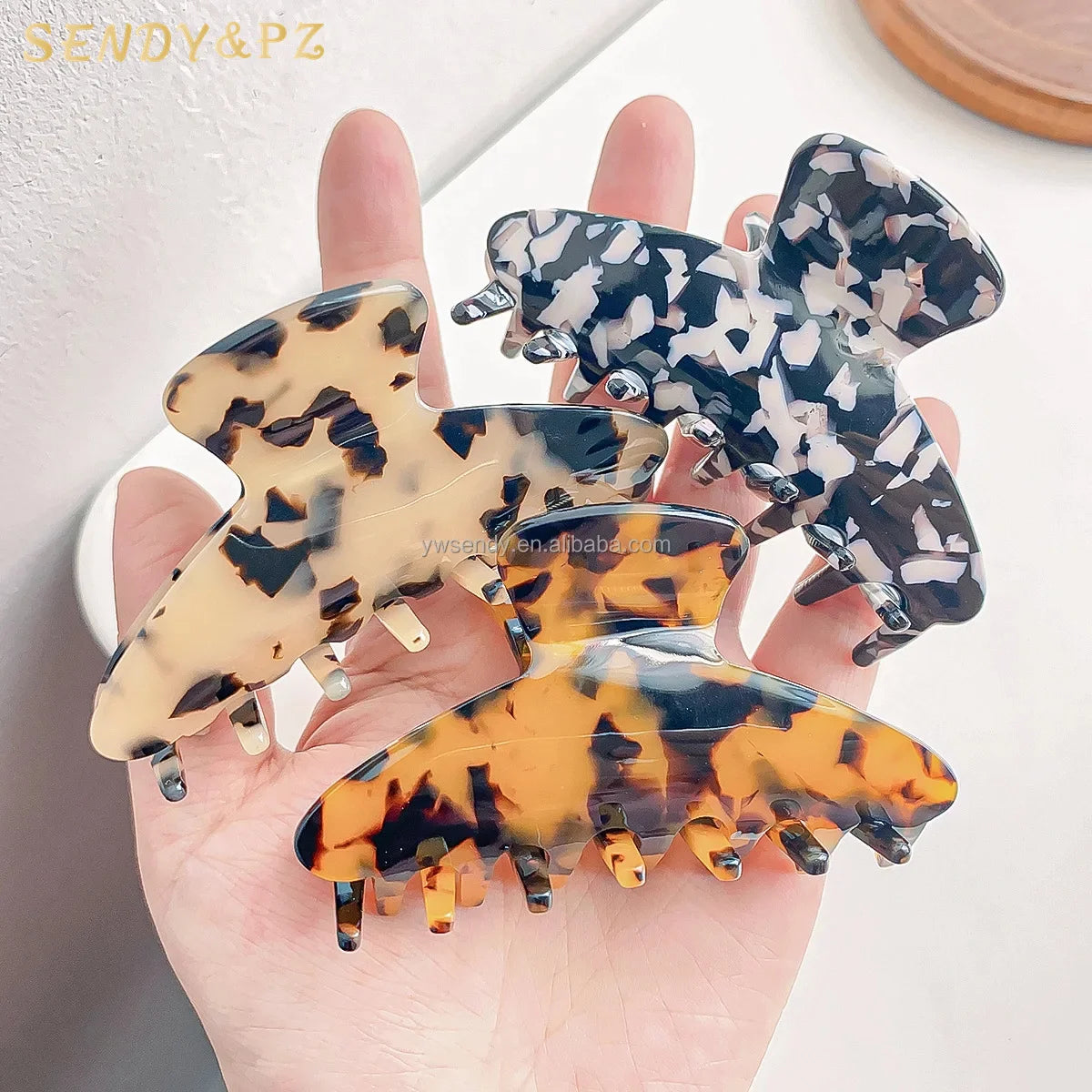Women's New Design 8.5cm Square Acetate Hair Claw Clip Strong Hold Tortoise Shell Hair Jaw Accessories for Thick Hair