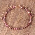 Popular Jewelry 4mm Black Rhodonite Beads Dainty Bracelet Tibetan Cord Adjustable Natural Stone Bracelet Women Vegan Jewelry