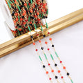Brass 18K Gold Plated Enamel Synthetic Gem Chains Paper Clip Link Chain for Jewelry Making