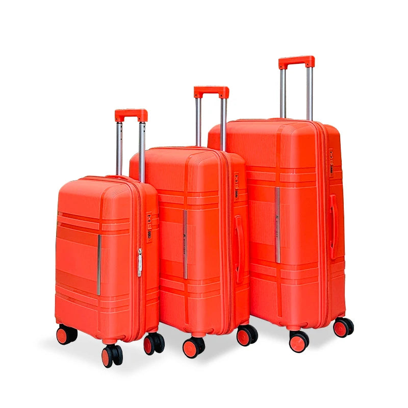 Marksman Unisex Carry-On PP Luggage Sets 3-Piece Suitcase with Zipper Closure Spinner Caster for Long Distance Travel at Price