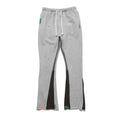 Manufacturer Custom Casual Men's Joggers Contrast Patchwork Graffiti Cotton Elastic Mid Rise Flare Sweatpants