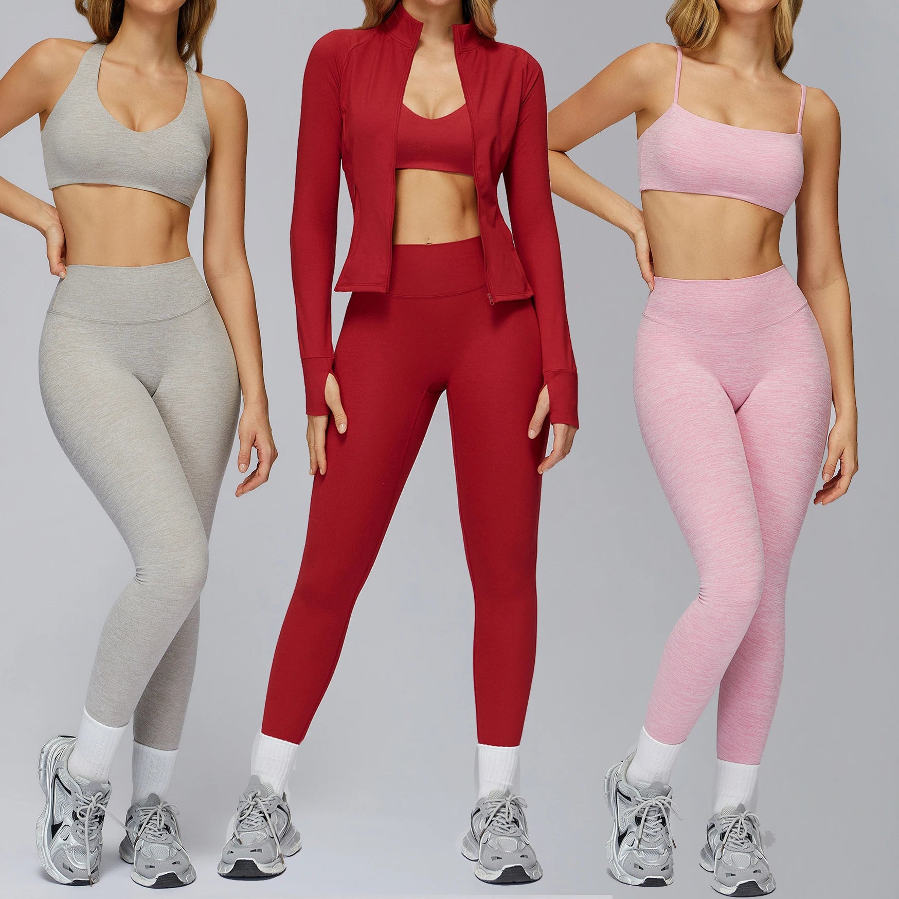 YIYI Fashion High Stretchy Workout Athletic Wears Girls High Waist Leggings Sets Women Good Quality Sports Fitness Yoga Wear
