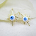Wholesale DIY Copper Bearded Star Evileye Pendant 14K Gold Plating Brass Findings for Necklace Bracelet Earrings Accessories