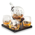 Wholesales 1000ml Borosilicate Glass Whiskey Decanter Globe Set with Wooden Base