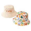 Double Sided Reversible Kids Summer Sun Hat Cute Embroidered Fisherman Panama Cap for Boys Girls Outdoor Party Fishing Scene