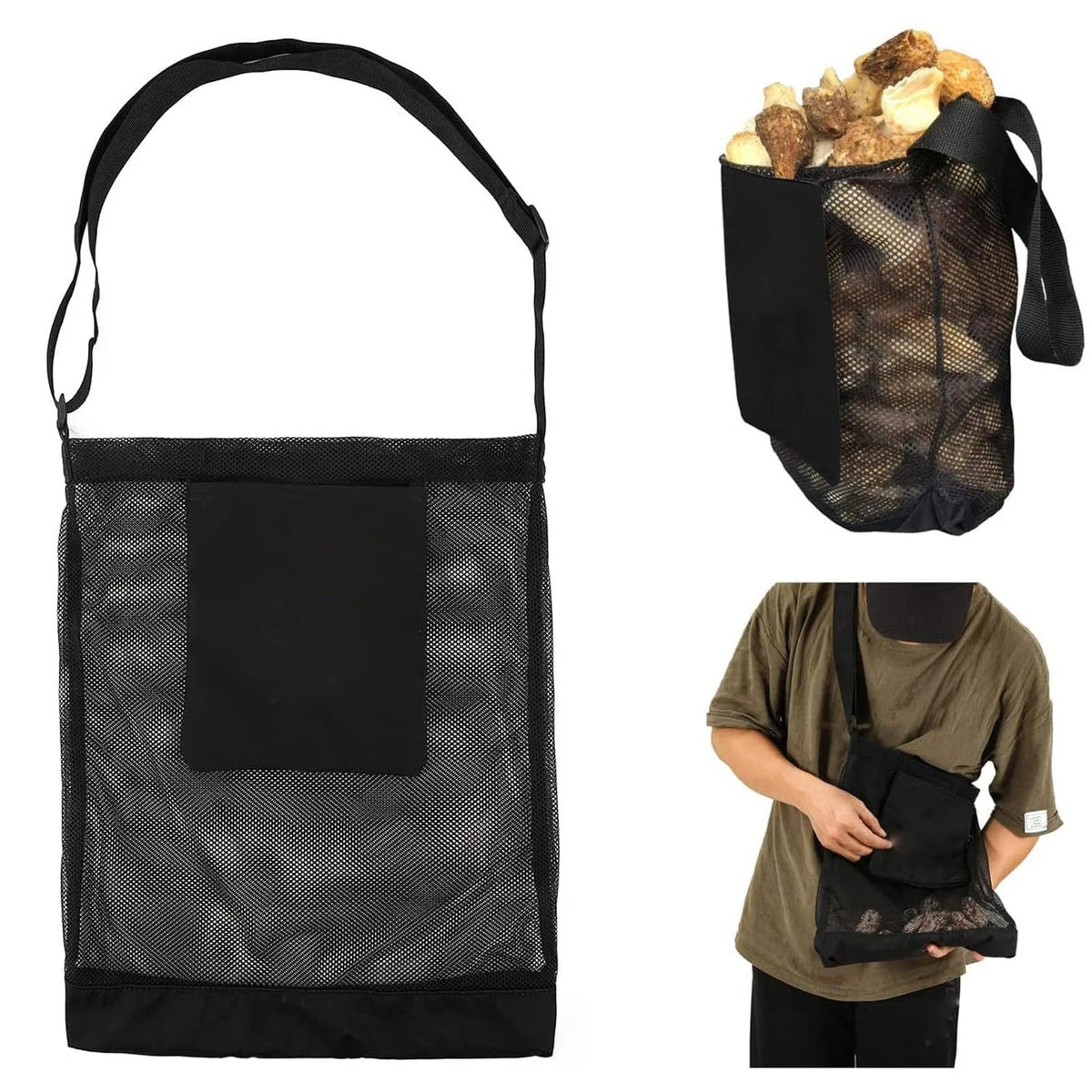 Outdoor Orchard Picking Mushroom Bag Fruit Picking Bag Foldable Large Capacity Mesh Bag Waterproof Field Satchel