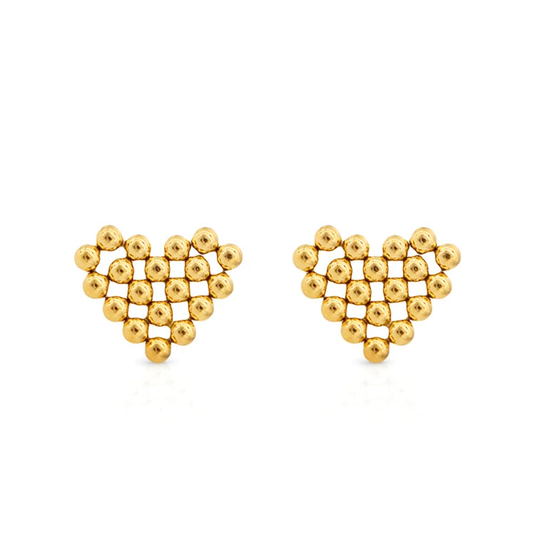 Chris April 316L Stainless Steel Non Tarnish Silver Heart Unique Stud Shaped Earrings Women 18k Gold Hoops for Women