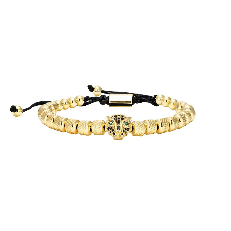 Wholesale Fashion Luxury Rose Gold Jewellery Set Bangle Diamond Crown Leopard Roman Numeral Macrame Bracelet Jewelry