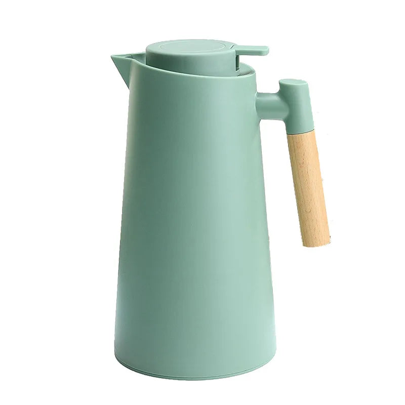 1.0L Nordic Plastic Vacuum Flasks Glass Liner Thermos Insulated Vacuum Jug Coffee Pots Customized with Push Button