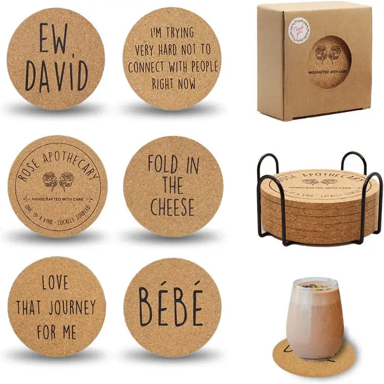 Wholesale Cork Coasters Custom Water Absorbing Coaster Cork Desk Coffee Coaster Printing Designs for Drink Cork Trivet