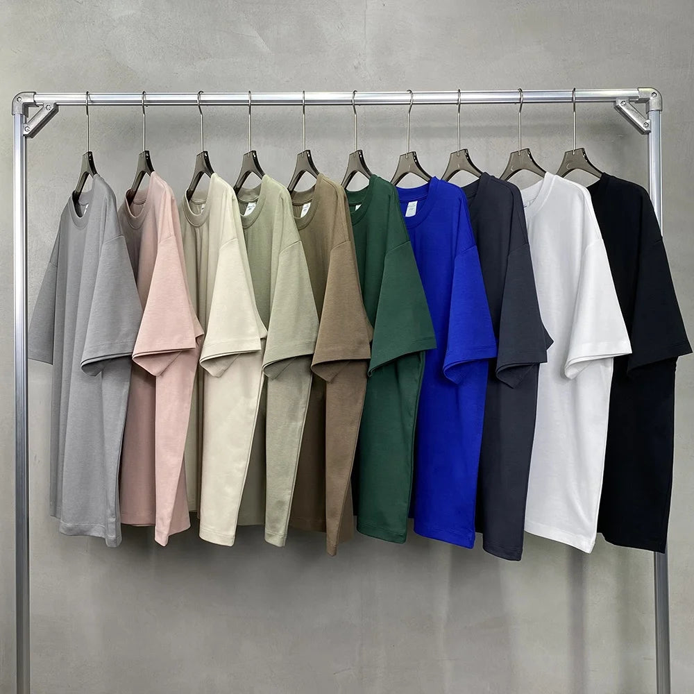 Hot Sale Custom Heavyweight Jersey T-Shirt 230gsm 85% Cotton 15% Nylon Unisex Streetwear Oversized Soft Blank Wholesale