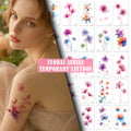 Waterproof Colorful Flower Temporary Tattoos Stickers - Small Boho Designs for Hand Collarbone Cover Scars Long Lasting