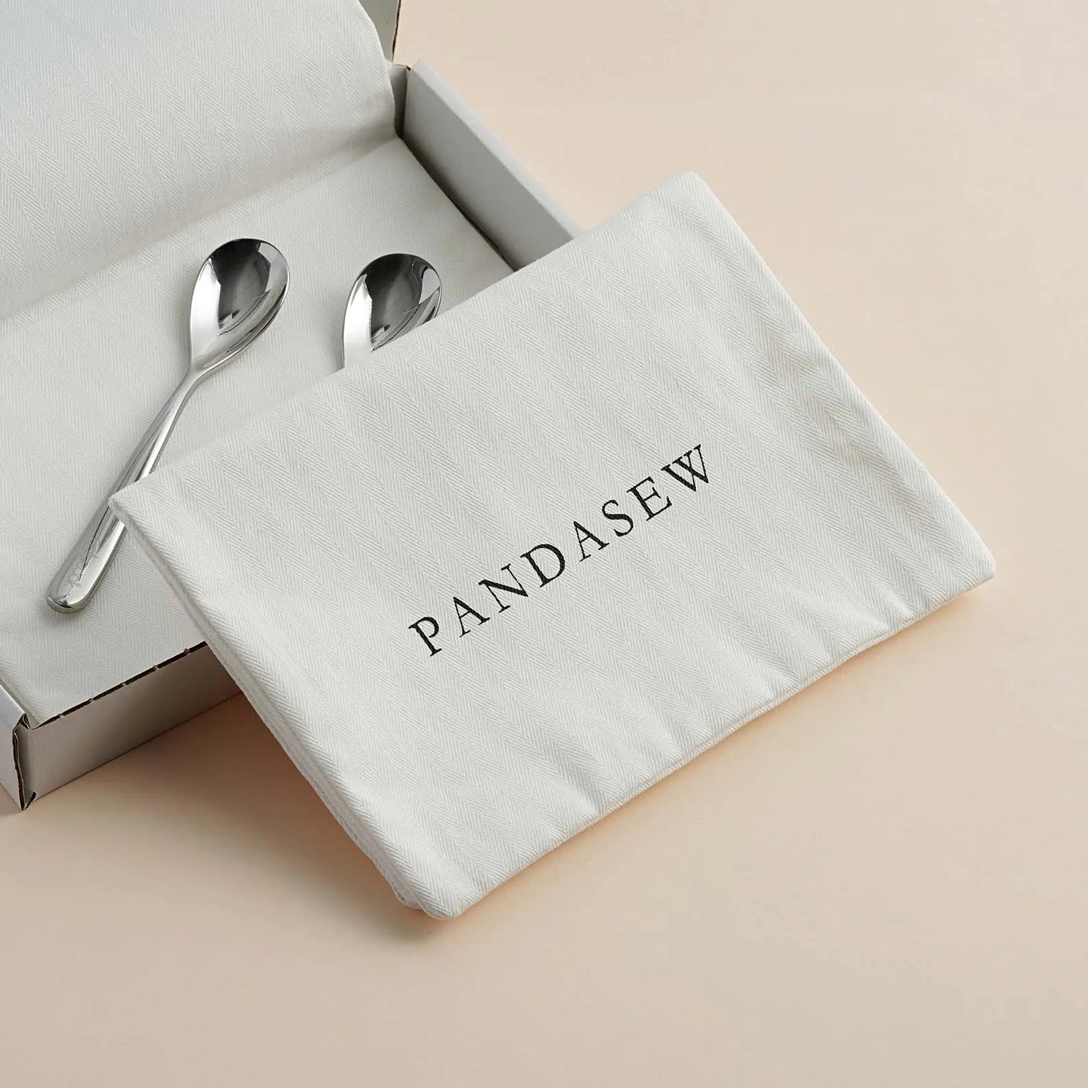 PandaSew Custom Logo Luxury Jewelry Packaging Bag Herringbone Cotton Envelope Style Jewelry Pouch