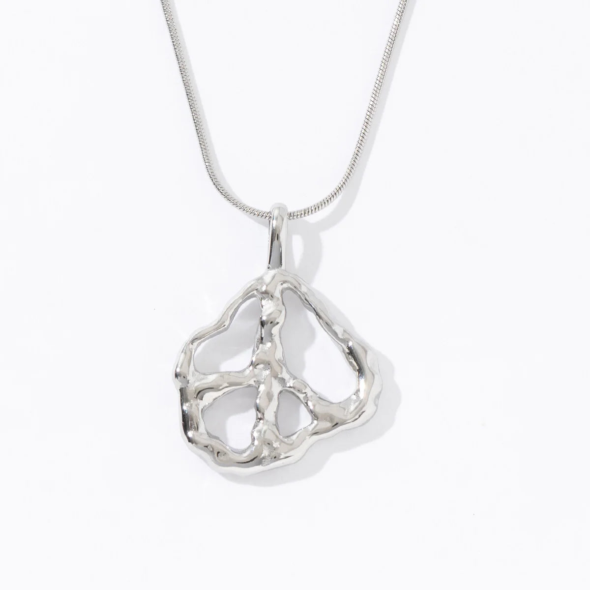 Waterproof Vintage 18K Gold Plated Stainless Steel Princess Cut Link Chain Hollow Irregular Pendant Necklace