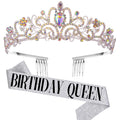HPG2181 Fashion Birthday Party Crown Strap Queen Crown Ribbon Set Girl Queen Party Hair Accessories