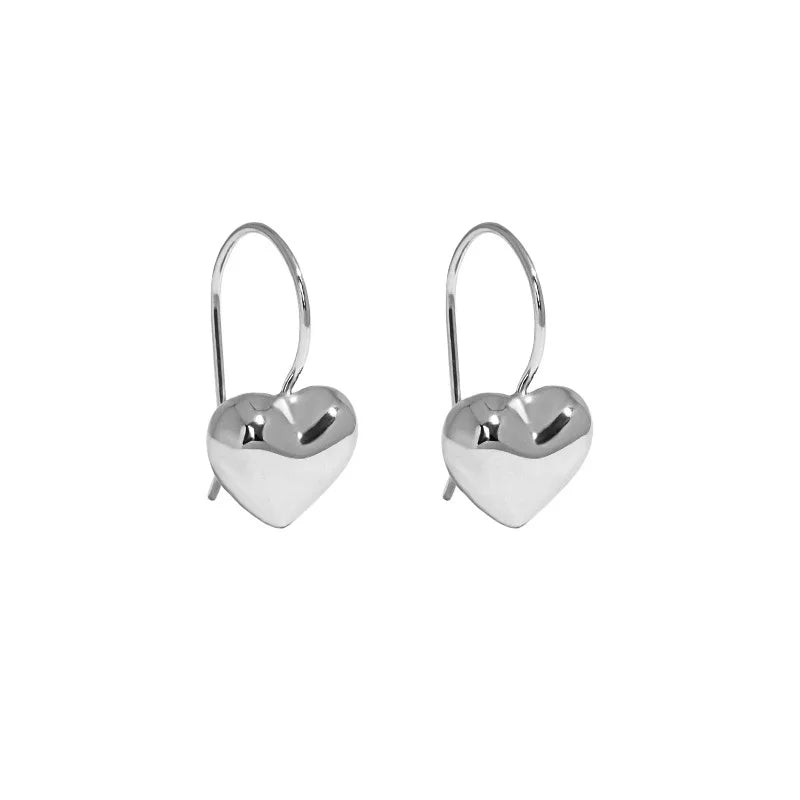 S925 Sterling Silver Chunky Heart Statement Earrings Jewelry 2022