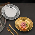 Korean Creative Hammered Pattern Stainless Steel Barbecue Plate  Golden Snack Dessert Cake Plate Metal Food Dinner Plate