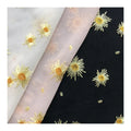 HA-17144 100% Polyester Georges Organza Chiffon GGT with All Over Daisy Flower Embroidered 3d Flower Floral Lace Fabric