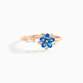 Rainbowking S925 Sterling Silver Blue Flower Rotatable Ring Female Colored Diamond White Diamond Zircon Ring Fine Jewelry Ring